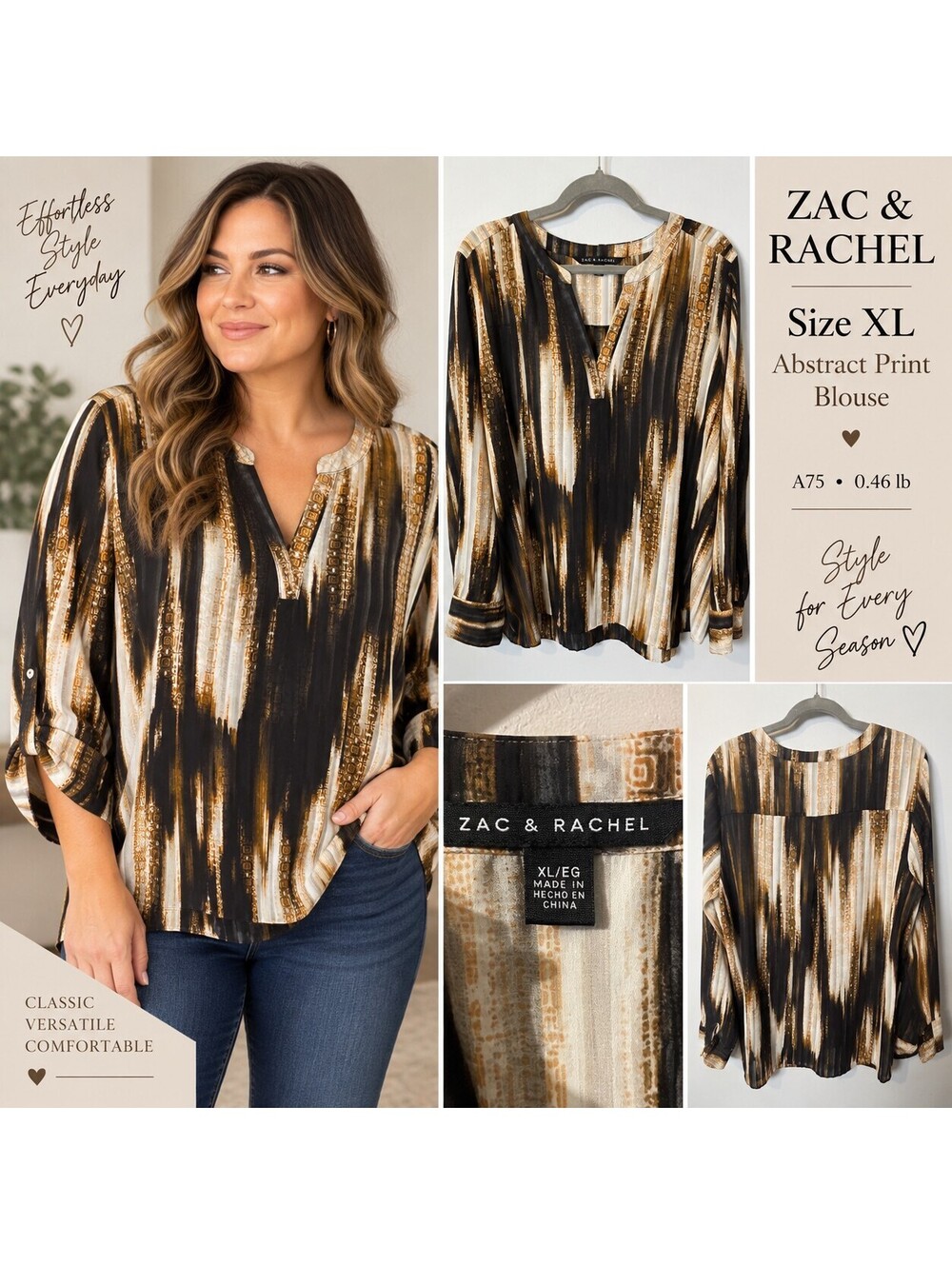 Zac & Rachel abstract print blouse XL